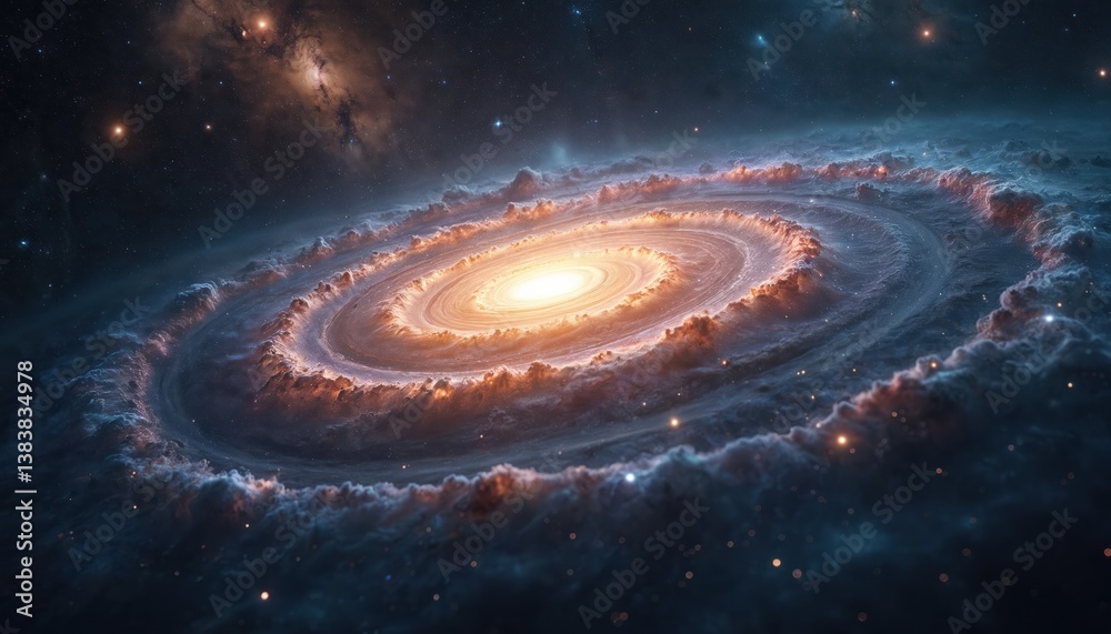 Aufkleber Spectacular view of spiral galaxy filled with stars. Universe with nebula and glowing cosmic objects. Deep space with bright stars. Abstract background.