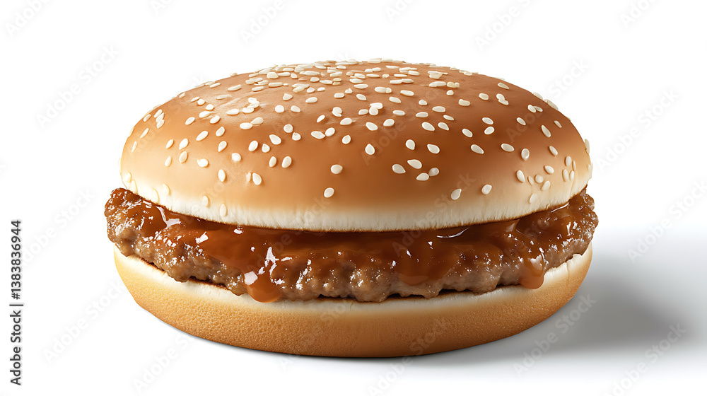 Poster big hamburger isolated on a white background, clipping path included