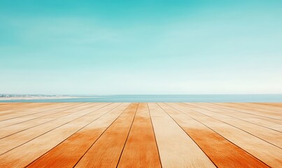 Ocean View Wooden Deck Summer Seascape