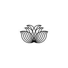 Minimalist Black Line Art Lotus Flower on White