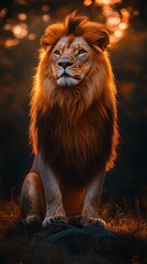 Fototapeta premium Intense lion gaze portrait high resolution picture