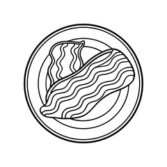 Black and White Bacon Line Art Vector for Stock Use


