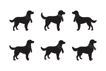 golden retriever holiday scarf vector art silhouette