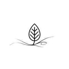 Minimalist Black Leaf on White Background - Nature Icon