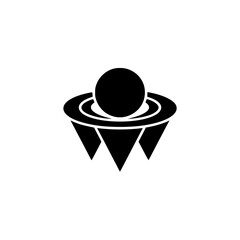 Black Geometric Abstract Icon: Futuristic Sphere with Base