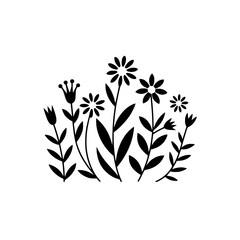 Minimalist Black Floral Design on White Background