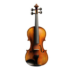 Fototapeta premium Classic wooden violin resting on a smooth white surface in a minimalistic environment, Wooden classic violin isolated on Transparent background