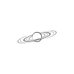 Minimalist Saturn Illustration: Line Art on White Background