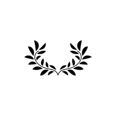 Black Laurel Wreath on White: Minimalist Design Element