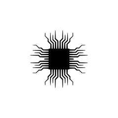 Minimalist CPU Chip Icon on Gradients Background, Modern Tech Illustration