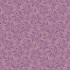 Vintage seamless floral pattern. Ditsy style background of small flowers. Ditsy floral over light yellow background. Small flower pattern for fashion, wrapping, printing on fabrics and surface