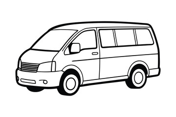 Obraz premium A clip art of Minivan outline illustration on white background