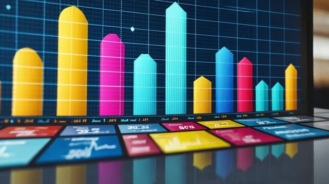 Vibrant Chart Analysis: A vivid chart displaying colorful data bars with an analytical focus, perfect for conveying insights.