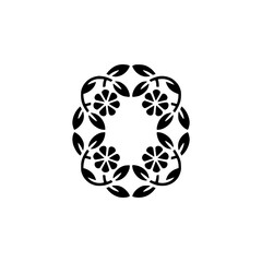 Obraz premium Minimalist Floral Ornament: Black & White Mandala Design