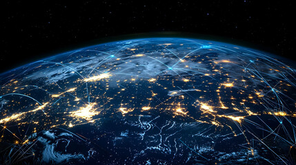 Obraz premium Global Network Of Nighttime Cities On Earth