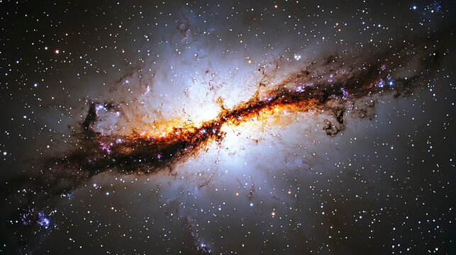 High-resolution Long exposure Capture of Centaurus A Galaxy with Stars - Ultra wide screen wallpaper
