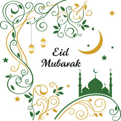 Islamic inspired floral patterns in gold and green.