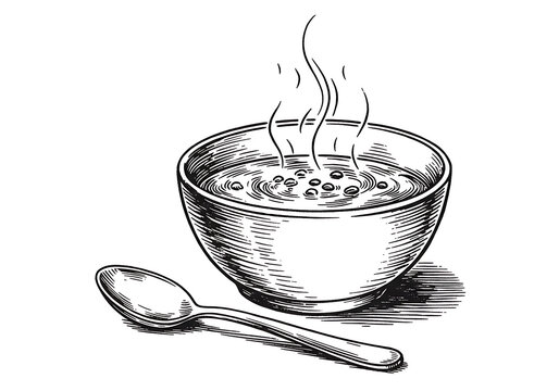 Bowl of soup illustration vector graphic food drawing meal sketch