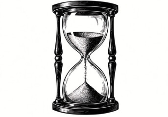 Hourglass sand timer time passing concept vintage illustration design