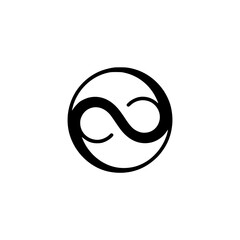 Yin Yang Infinity Logo in Black and White - Symbol of Balance and Harmony