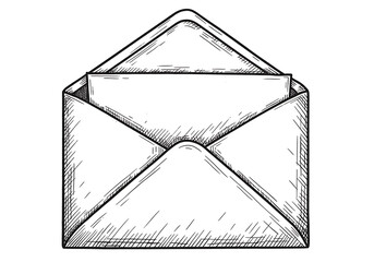 Open envelope sketch vector illustration for mail and communication