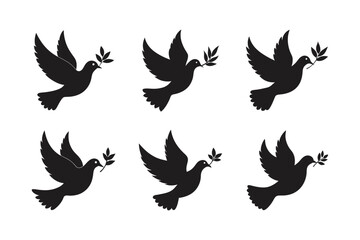 dove olive branch vector art silhouette design