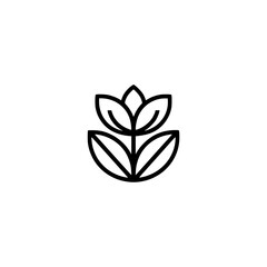 Minimalist Line Art Floral Logo on White Background