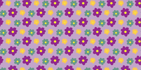 Simple Multi colours Floral Pattern on Colored Backgrounds