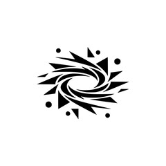 Black & White Geometric Swirl Logo, Minimalist Abstract Design