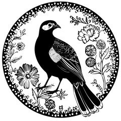 Obraz premium Pheasant mandala vector design, Pheasant vector illustration