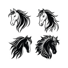 Black and white silhouette horse head 1