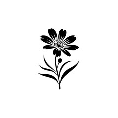 Elegant Black & White Flower Silhouette, Minimalist Floral Design