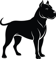 Strong Pitbull Silhouette Vector & Fierce Dog Logo, Dog Icon