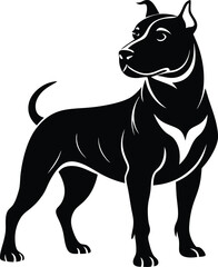 Strong Pitbull Silhouette Vector & Fierce Dog Logo, Dog Icon