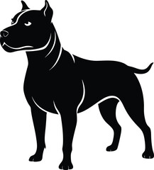 Strong Pitbull Silhouette Vector & Fierce Dog Logo, Dog Icon