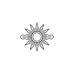 Minimalist Sun Icon: Black Outline Design on Light Background