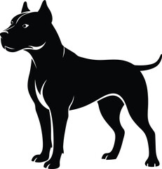 Strong Pitbull Silhouette Vector & Fierce Dog Logo, Dog Icon