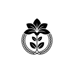 Minimalist Botanical Logo: Leafy Emblem on White
