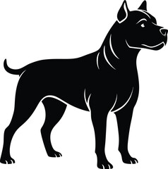 Strong Pitbull Silhouette Vector & Fierce Dog Logo, Dog Icon