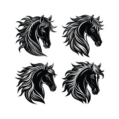 Black and white silhouette horse head 3