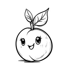 Obraz premium Peach with a face coloring book vector art, Peach with a face illustration art