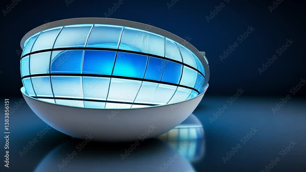 Poster modern design of illuminated bowls in abstract setting generative ai