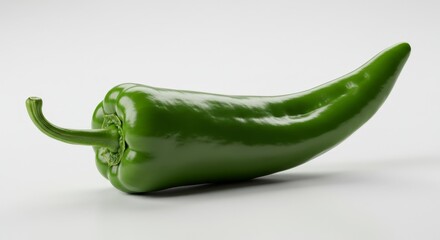 Fresh Green Chili Pepper - Single ripe green chili pepper isolated on white background. Perfect for culinary or healthy food concepts