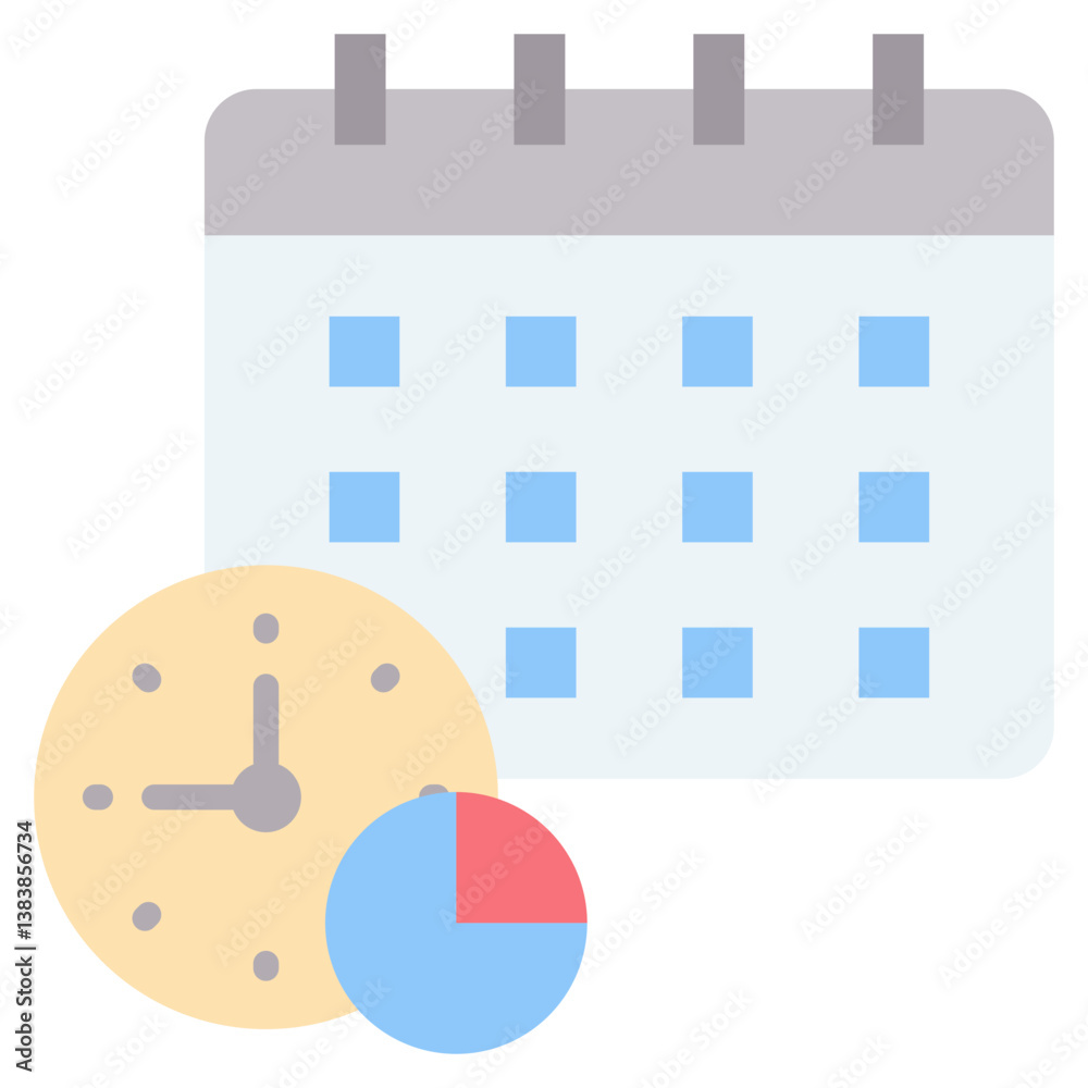 Poster time allocation flat icon