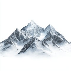 Obraz premium Snowy Mountain Range: A Crisp, Clean View of Majestic Peaks Against a Stark White Backdrop