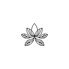 Minimalist Line Art Lotus Logo on White Background