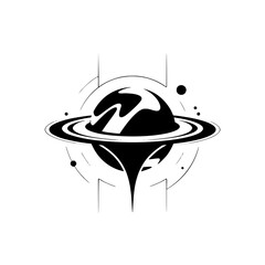 Minimalist Planet Logo: Black & White Space Illustration