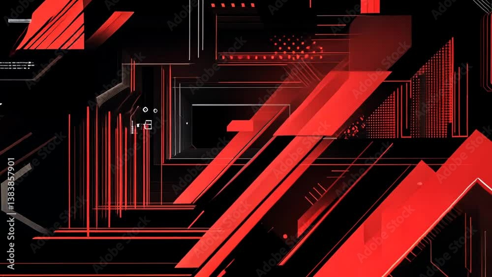 Poster futuristic techno background with red geometric patterns and lines generative ai