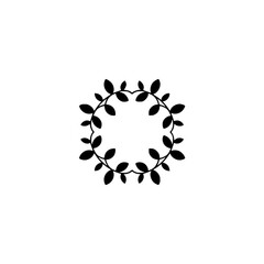 Black Leaf Wreath on White: Minimalist Botanical Design