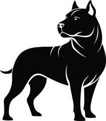 Strong Pitbull Silhouette Vector & Fierce Dog Logo, Dog Icon